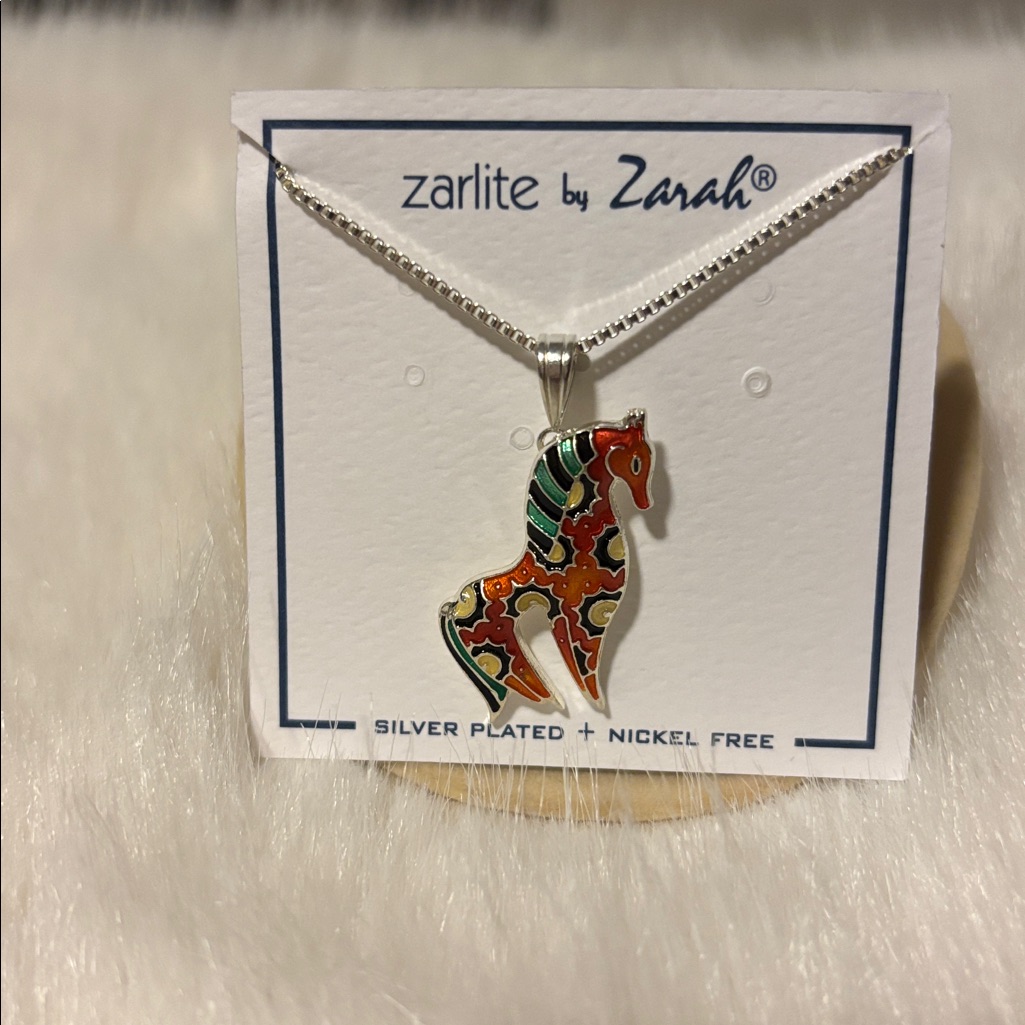 Zarah Silver Plated Horse Pendant Necklace